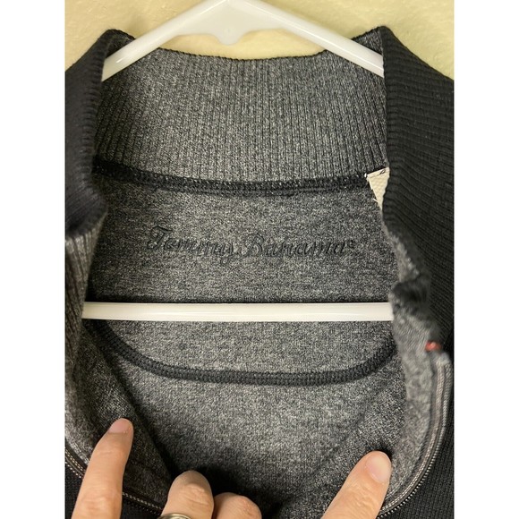 Tommy Bahama Pullover Men's Large Black 1/4‎ Zip Sweater Cotton Long Sleeve - Picture 3 of 9